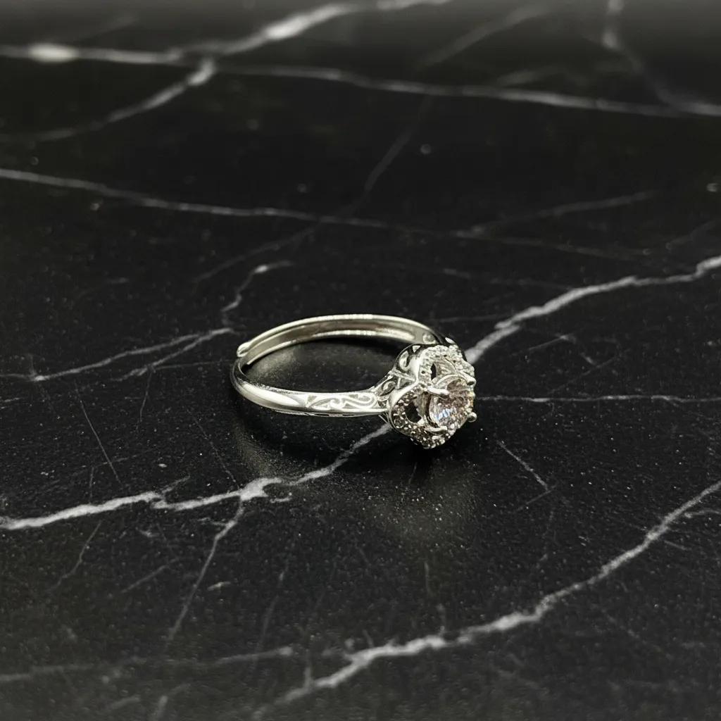 Ring in bloemvorm met kubische zirkonia, 925 sterling zilver