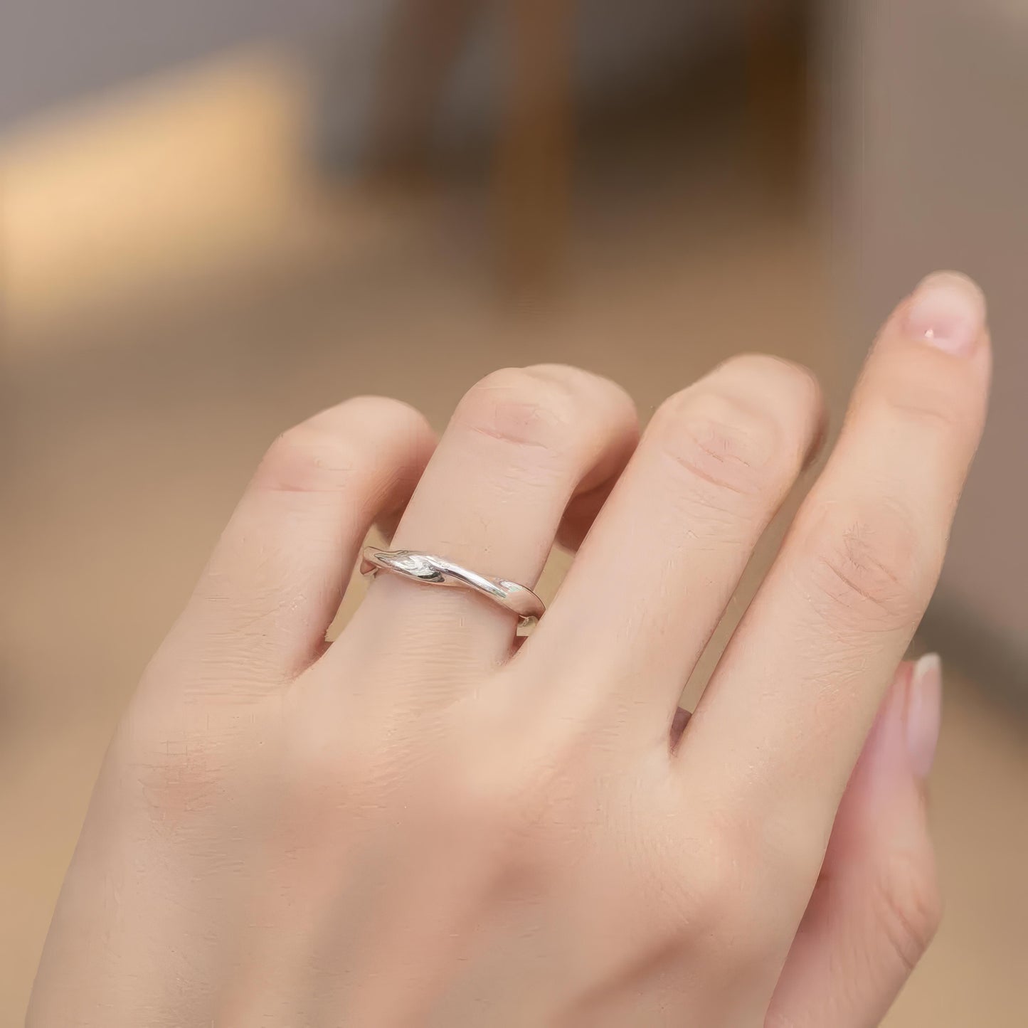 Verstelbare ring met gedraaide golf, 925 sterling zilver