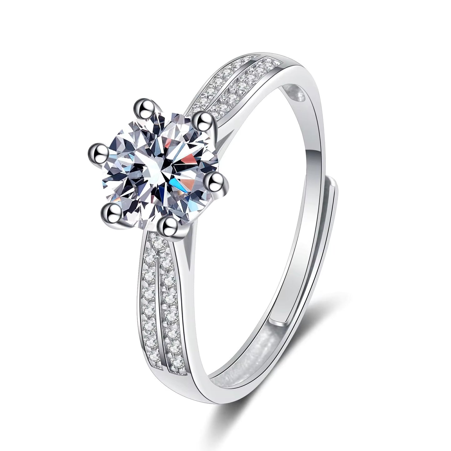 VVS1 0,5ct Moissanite trouwring, verstelbaar, 925 sterling zilver