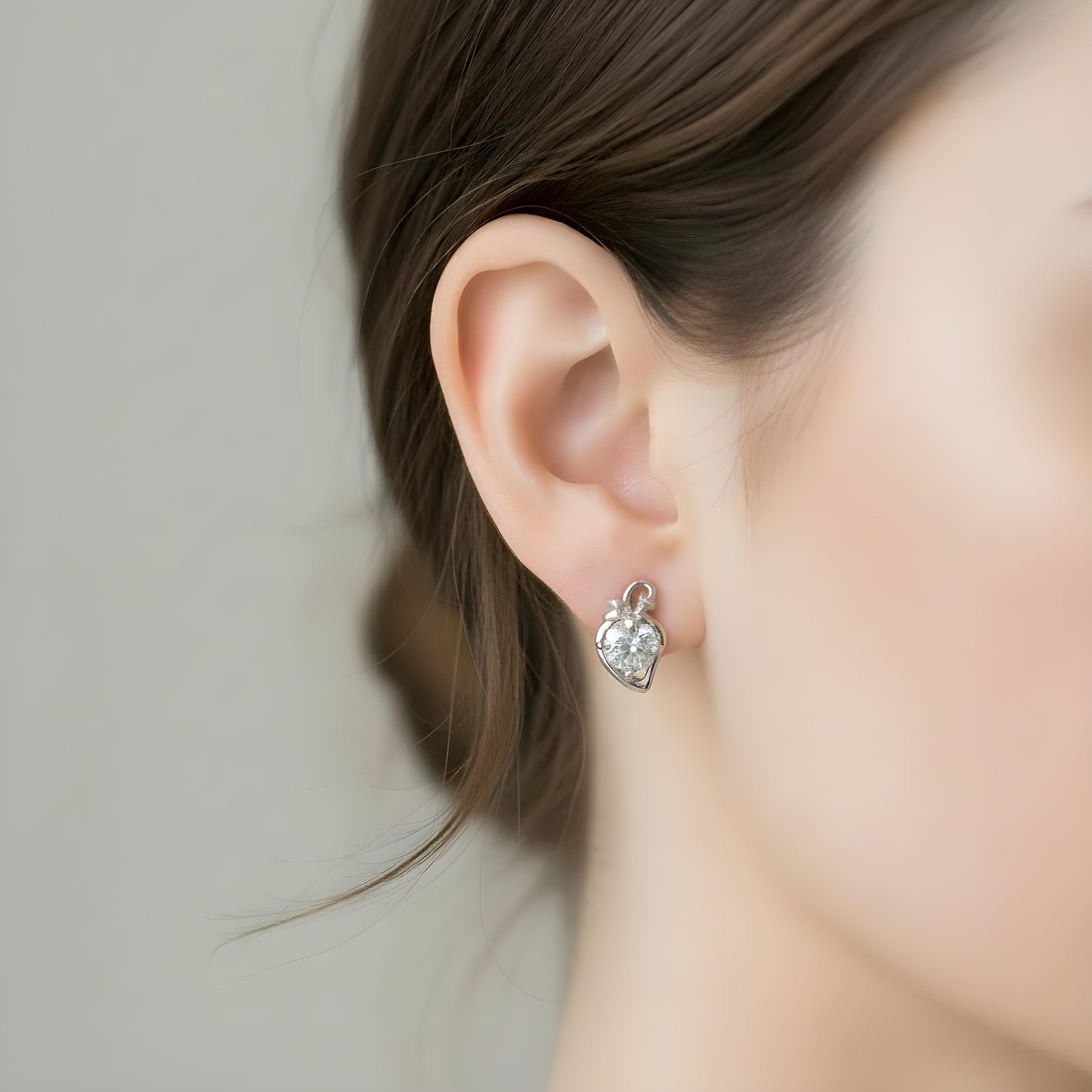 Aardbei CZ Diamant Oorstekers, 925 Sterling Zilver