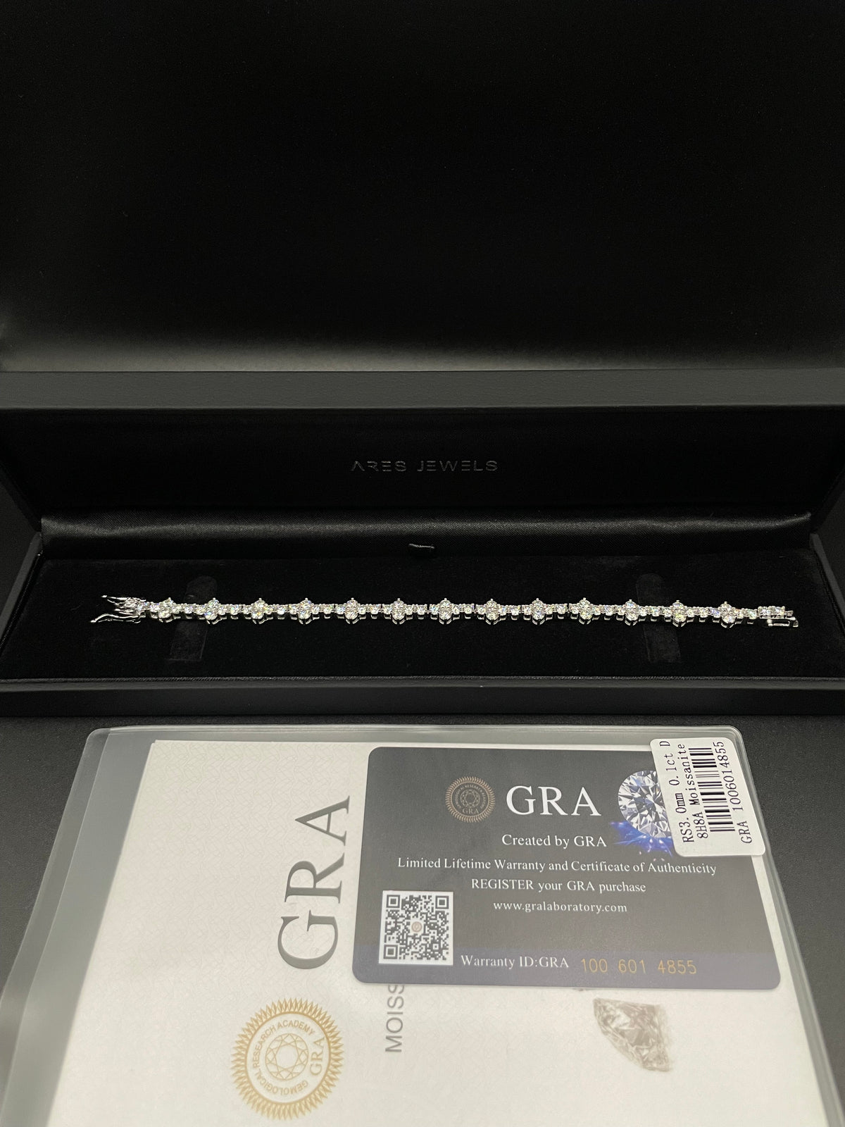 3mm Clover Diamond Star Moissanite Bracelet, 925 Sterling Silver
