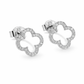 Open klavertje oorbellen met zirkonia en diamant, 925 sterling zilver