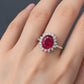 Ring met natuurlijke robijn en zilveren afwerking, 925 sterling zilver