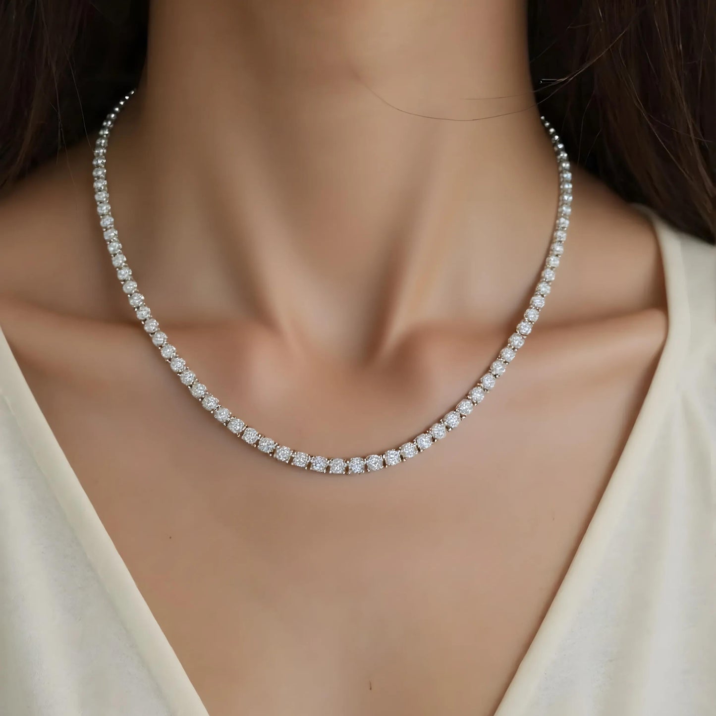 4 mm Moissanite tennisketting, 925 sterling zilver