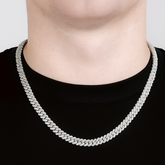 8 mm Moissanite Cubaanse schakelketting, 925 sterling zilver