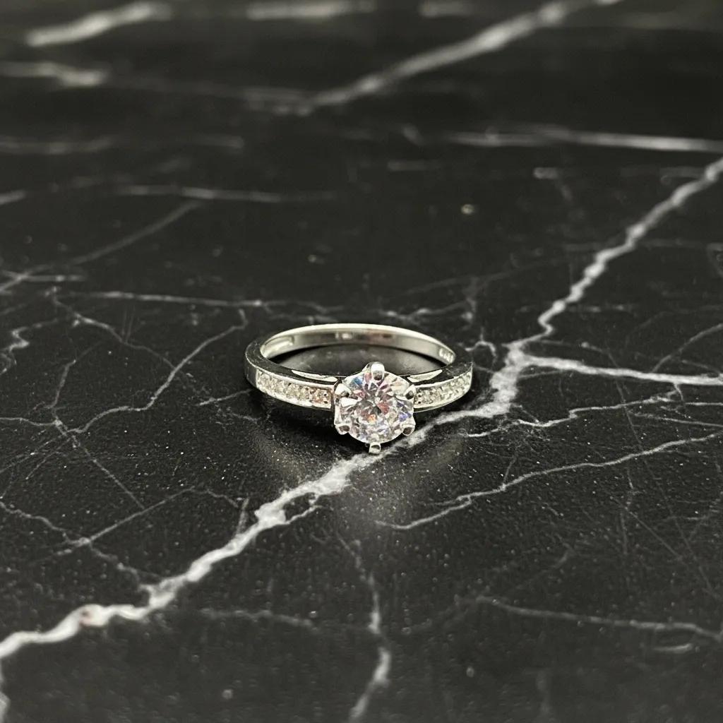 Ronde ring met zirkonia steentje, 925 sterling zilver