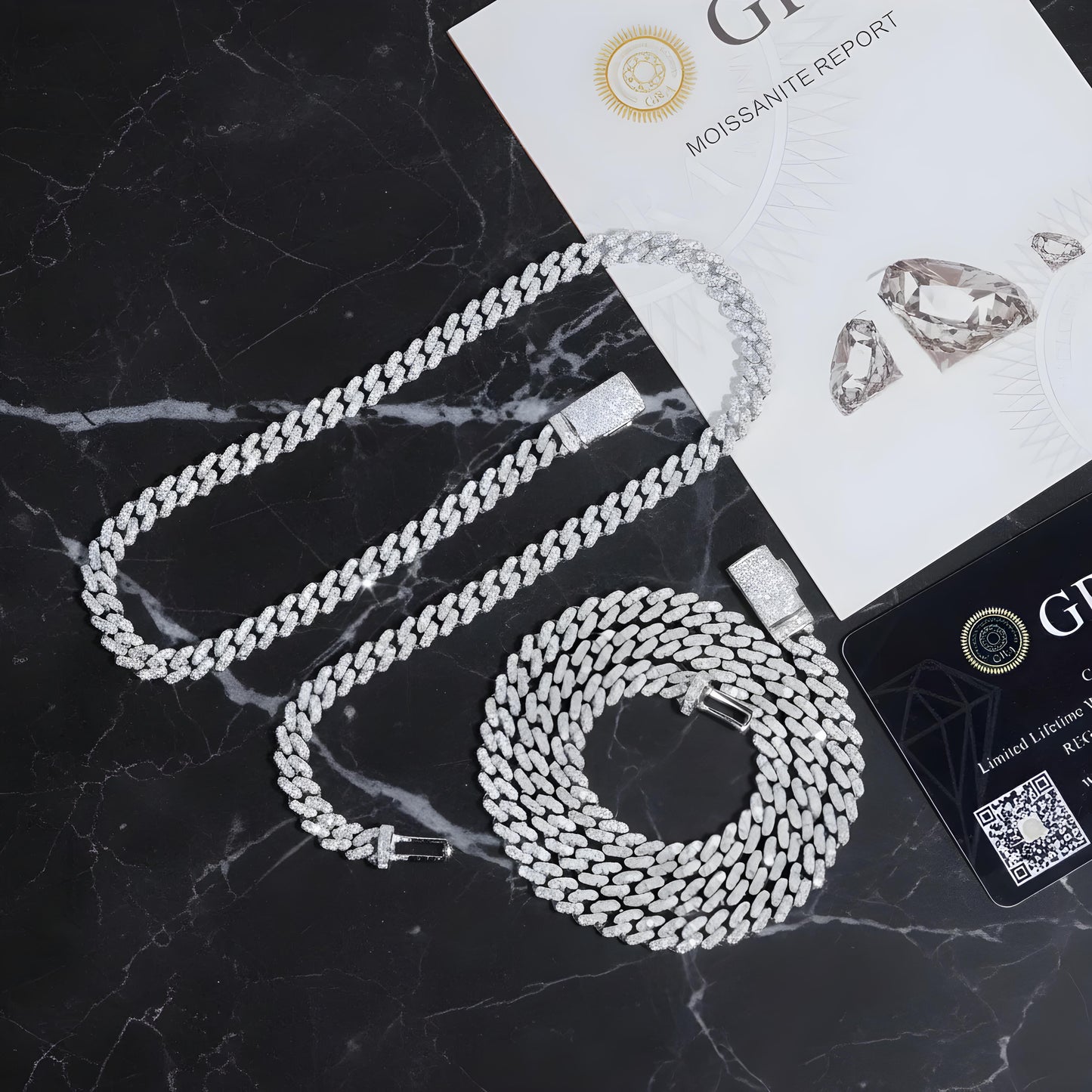 6 mm Moissanite Cubaanse schakelketting, 925 sterling zilver