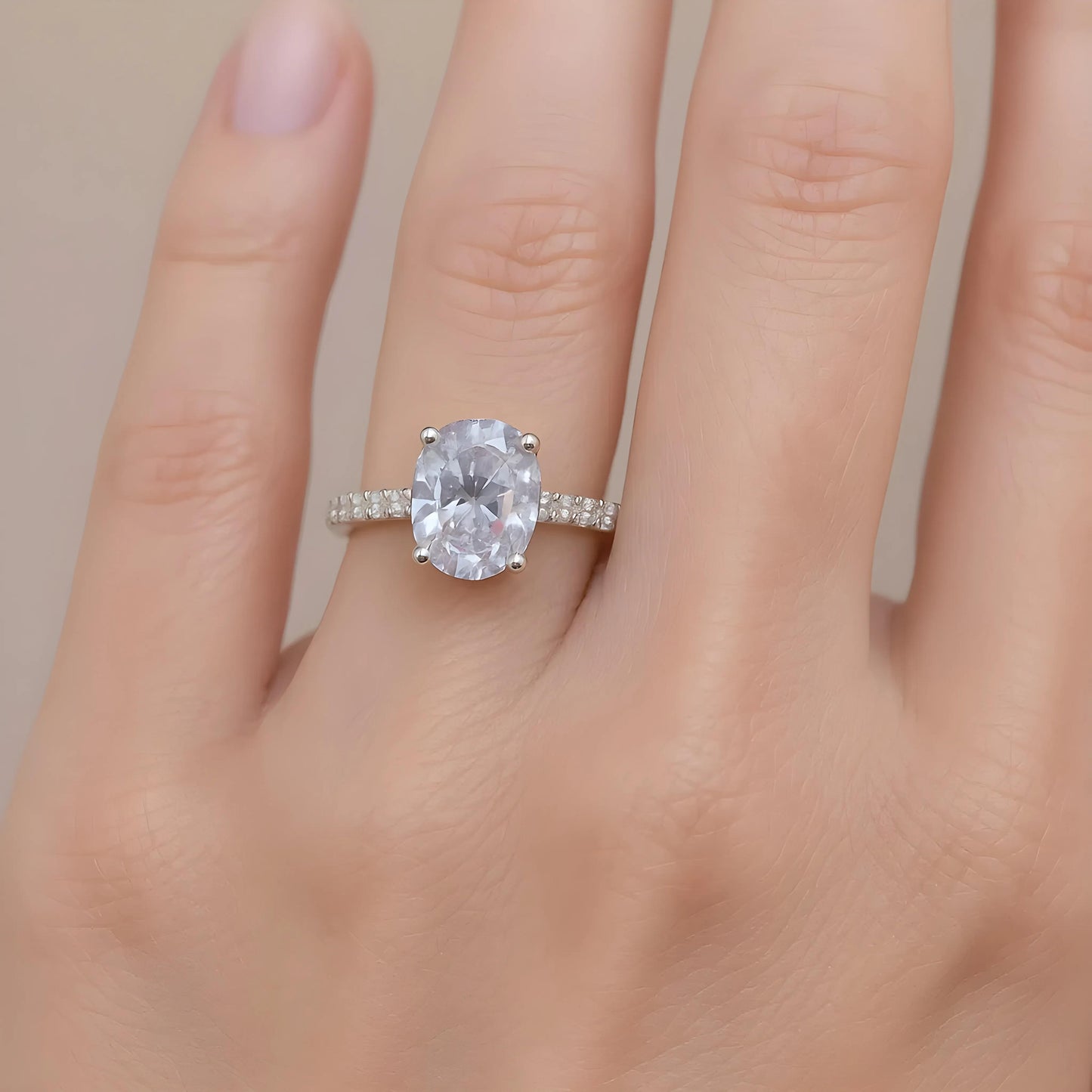 Ovale ring met kubische zirkonia, 925 sterling zilver