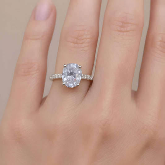 Ovale ring met kubische zirkonia, 925 sterling zilver