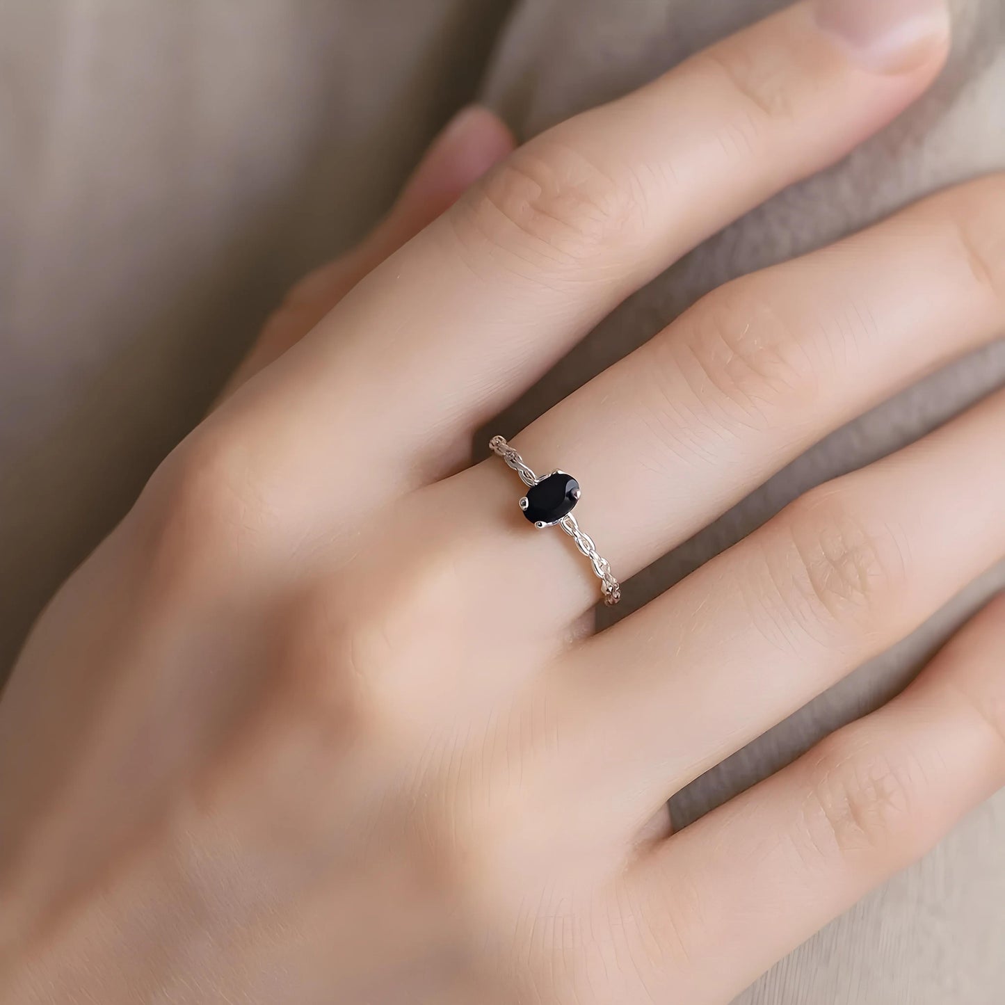 Ring met zwarte zirkonia, 925 sterling zilver