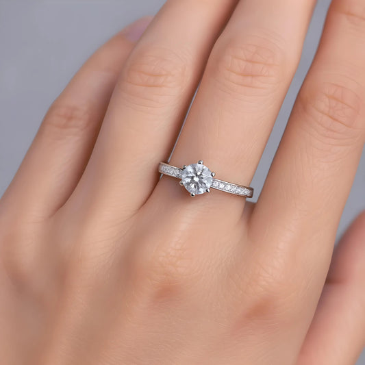 Ronde ring met zirkonia steentje, 925 sterling zilver