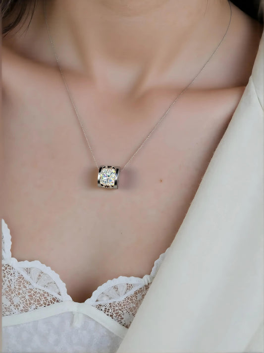 Hanger met zilveren frame van 1 karaat moissanite diamant, 925 sterling zilver