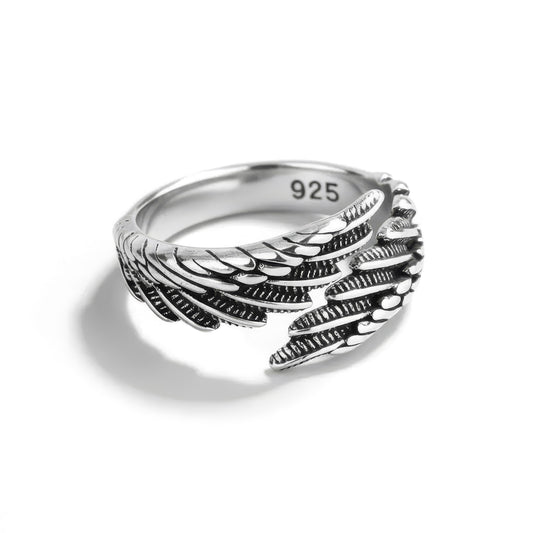 Verstelbare ring met engelenvleugels van sterling zilver, 925 sterling zilver