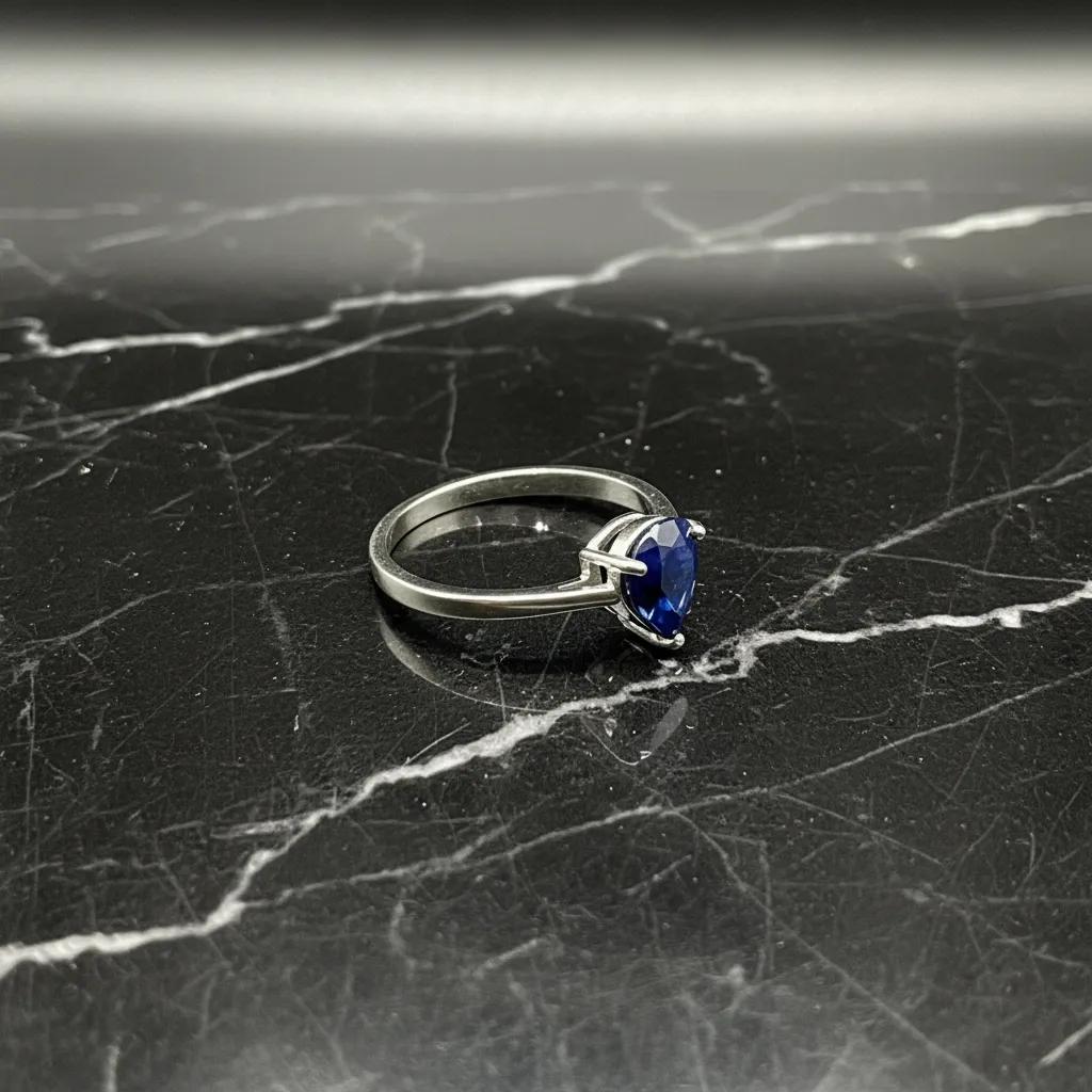 Saffier zilveren ring, 925 sterling zilver