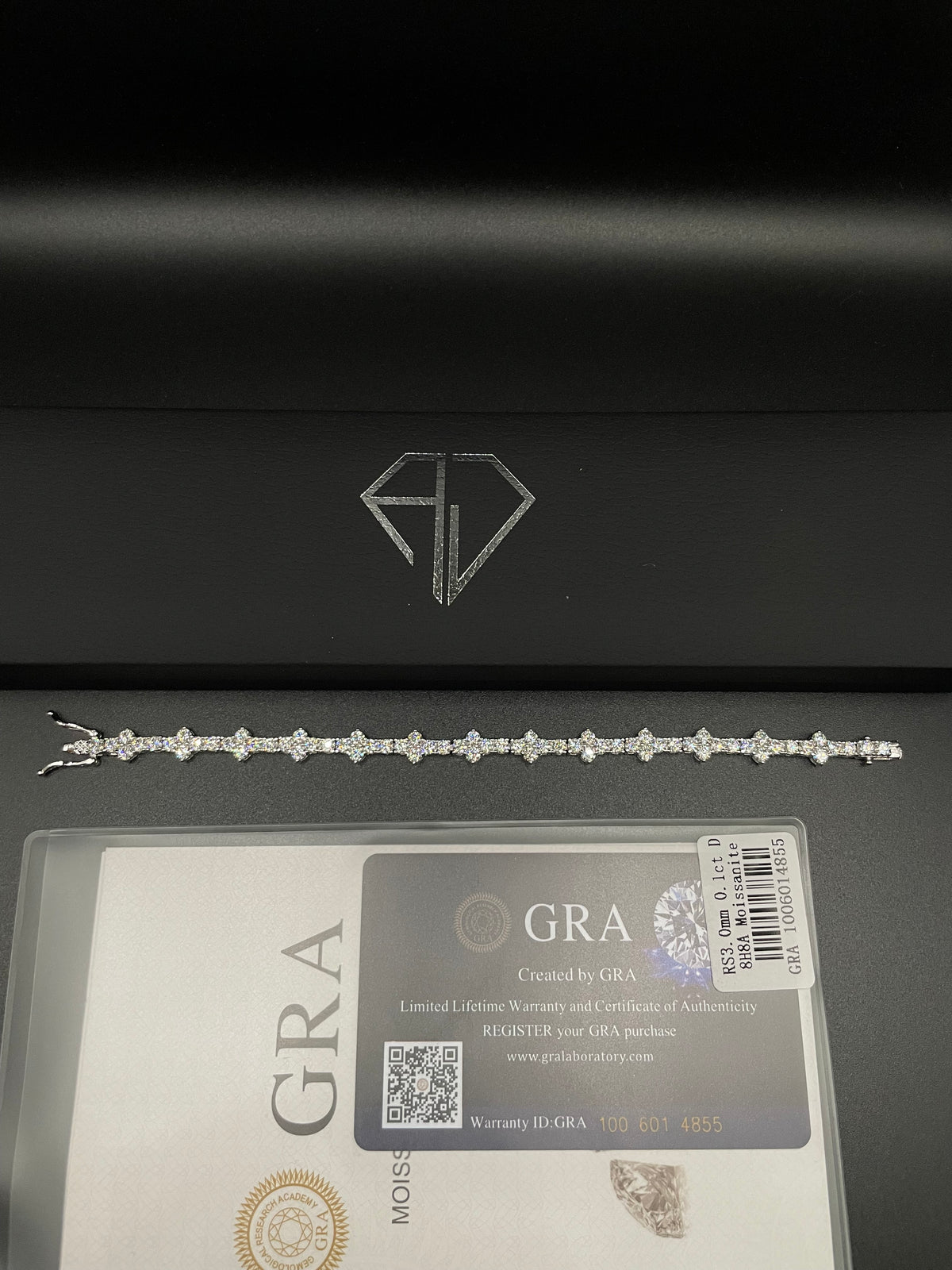 3mm Clover Diamond Star Moissanite Bracelet, 925 Sterling Silver