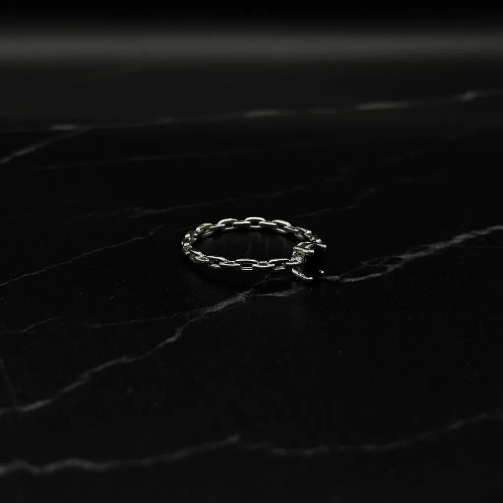 Ring met zwarte zirkonia, 925 sterling zilver