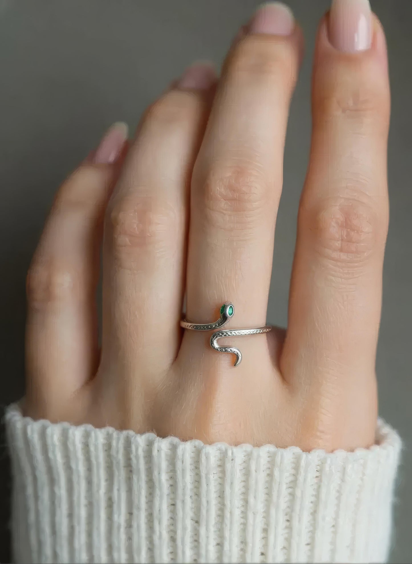 Verstelbare slangenring, 925 sterling zilver