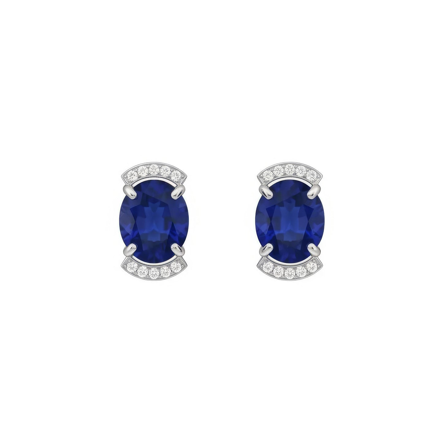 Oorbellen met natuurlijke saffier, zilver, 925 sterling zilver