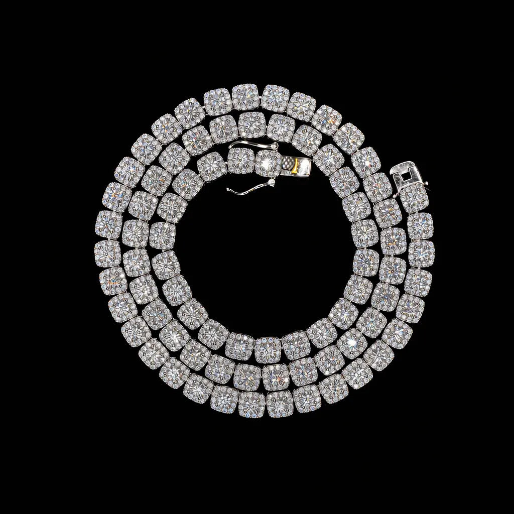 8 mm Moissanite Cubaanse schakelketting, 925 sterling zilver