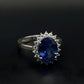 Ring met natuurlijke saffier en zilveren afwerking, 925 sterling zilver