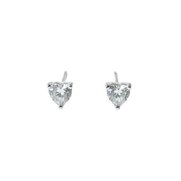 Hartvormige oorknopjes met zirkonia en diamanten, 925 sterling zilver