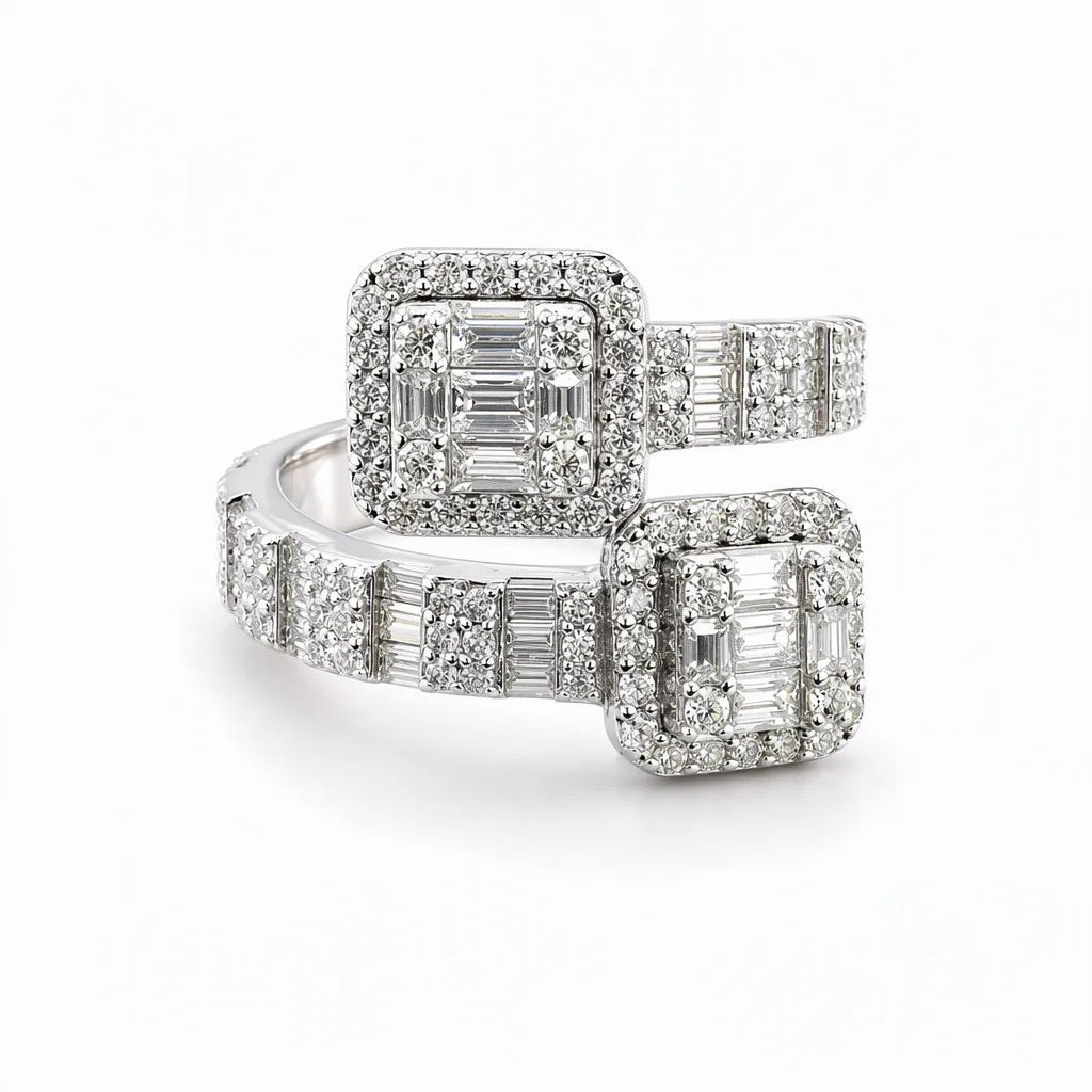 VVS1 verstelbare ring met 0,5 ct moissanite, 925 sterling zilver