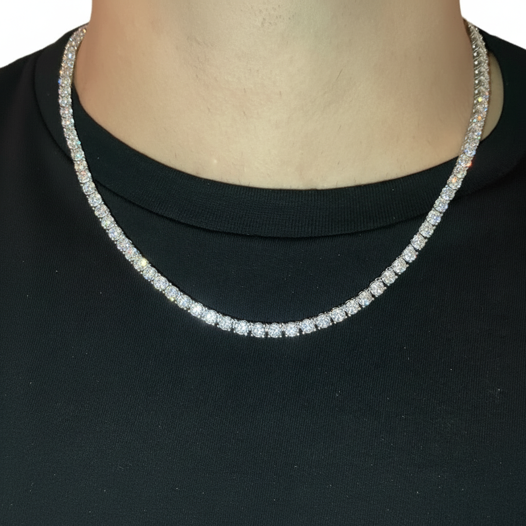 4 mm Moissanite tennisketting, 925 sterling zilver