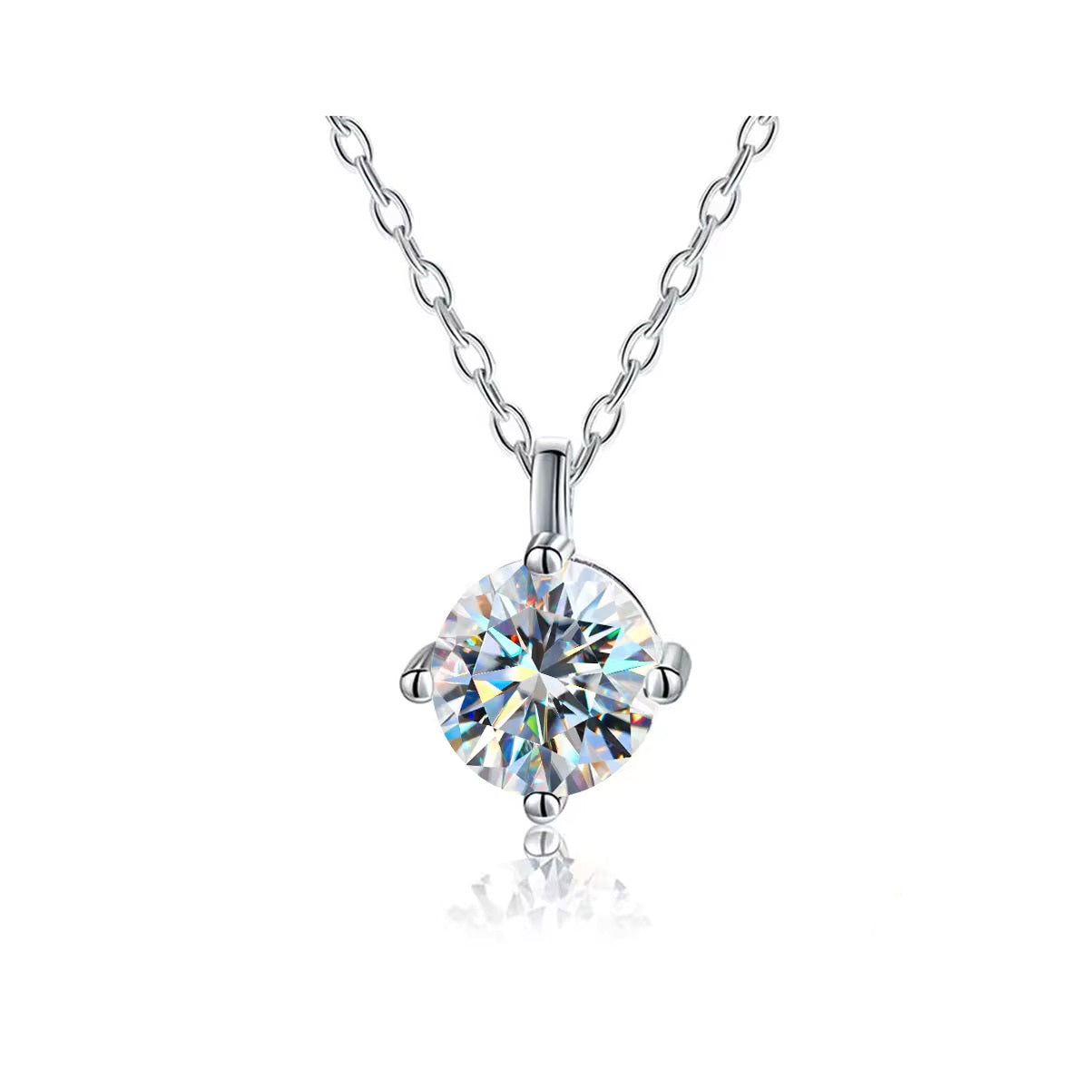 Hanger met één 1ct moissanite diamant, 925 sterling zilver
