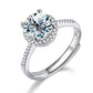 VVS1 verstelbare ring met 0,5 ct moissanite, 925 sterling zilver
