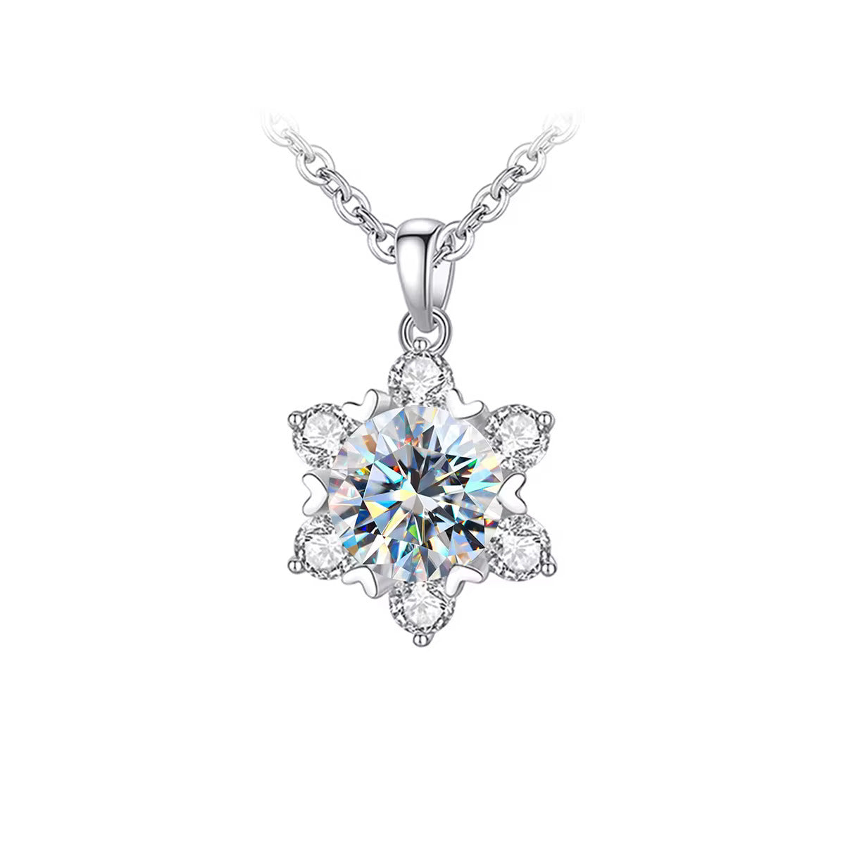 Stervormige hanger met 1 karaat moissanite en minidiamantjes, 925 sterling zilver