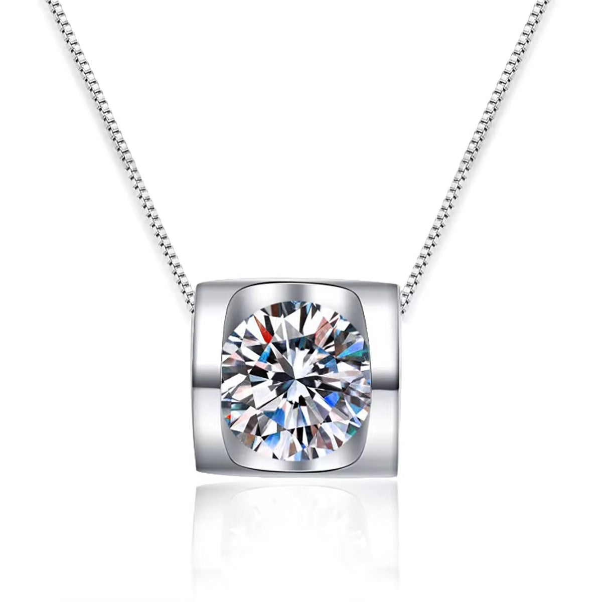 Hanger met zilveren frame van 1 karaat moissanite diamant, 925 sterling zilver