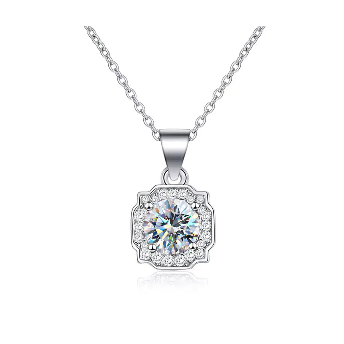 Trouwstijl hanger met 1 karaat moissanite diamant, 925 sterling zilver
