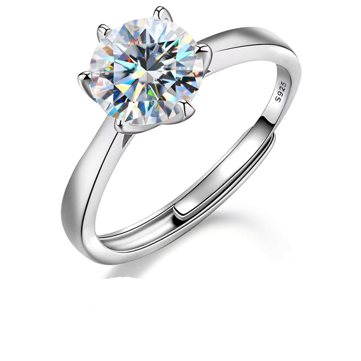 VVS1 0,5ct Moissanite sperdiamant verstelbare ring, 925 sterling zilver
