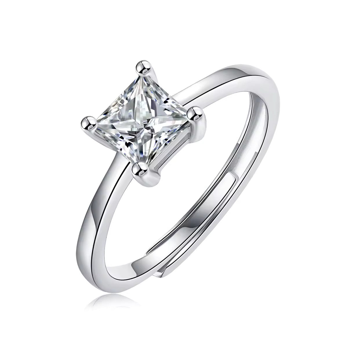 VVS1 1.2ct Moissanite sperdiamant, verstelbare ring, 925 sterling zilver