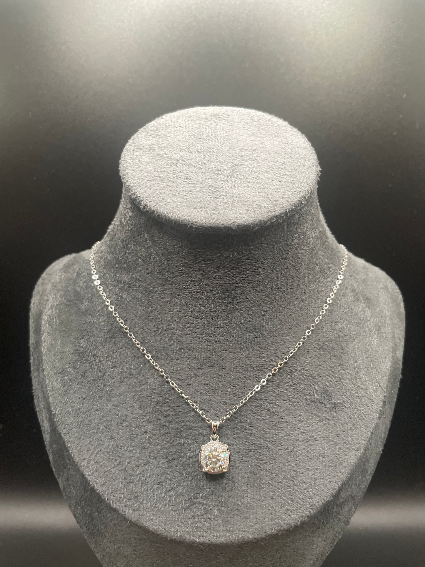 Trouwstijl hanger met 1 karaat moissanite diamant, 925 sterling zilver