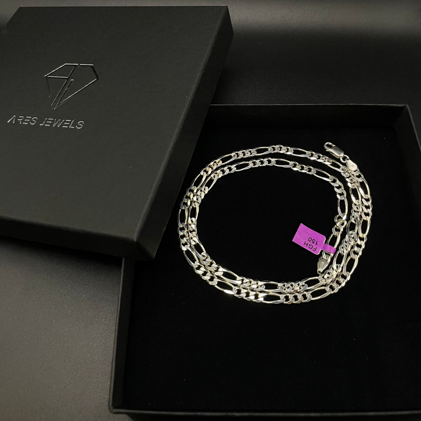3 mm Figaro diamantgeslepen ketting, 925 sterling zilver