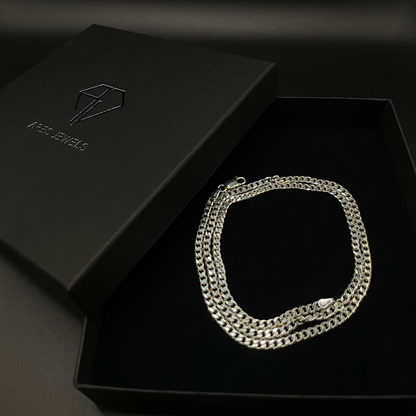 3 mm Cubaanse schakelketting met diamantgeslepen afwerking, 925 sterling zilver