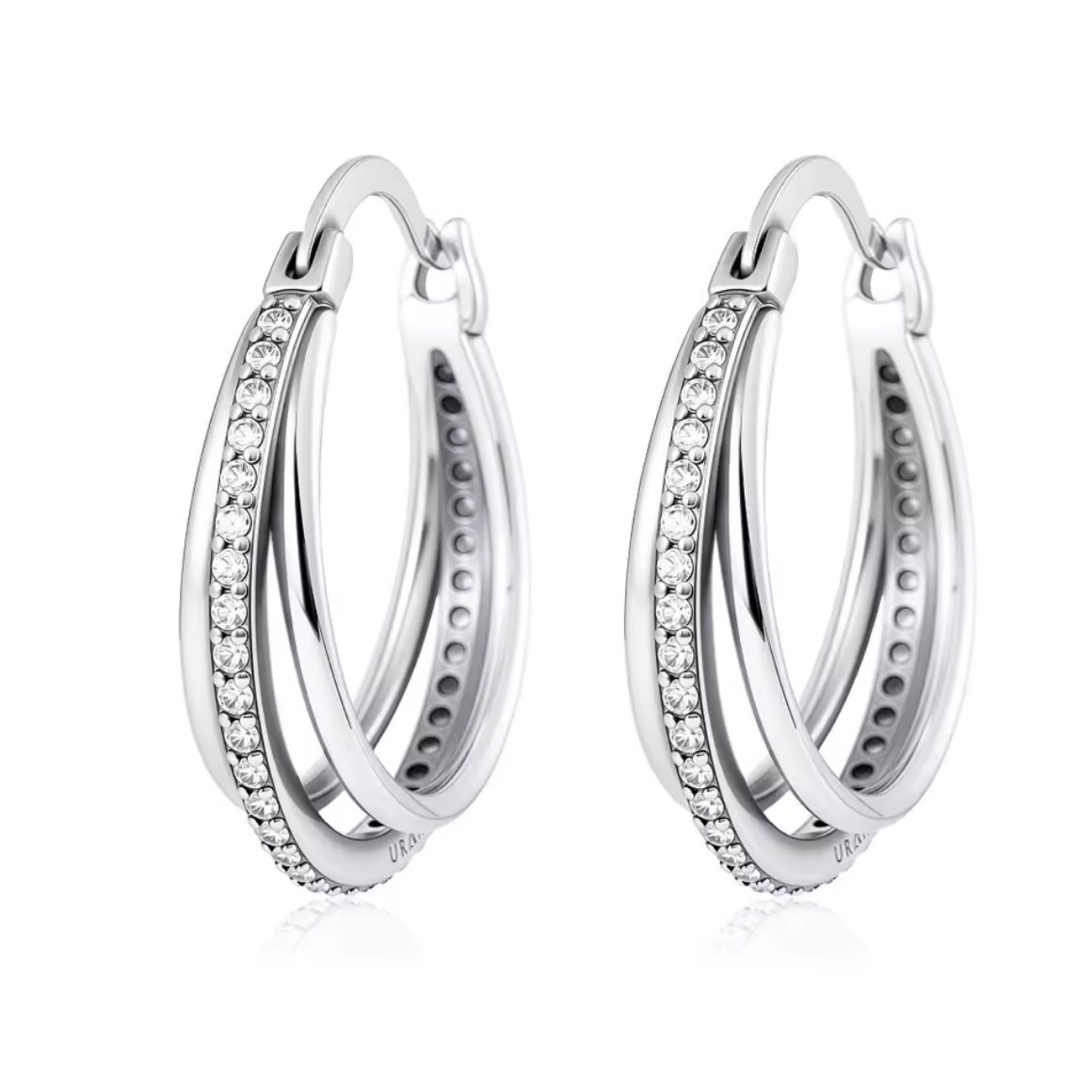 Drievoudige ring met zirkonia en diamanten, 925 sterling zilver