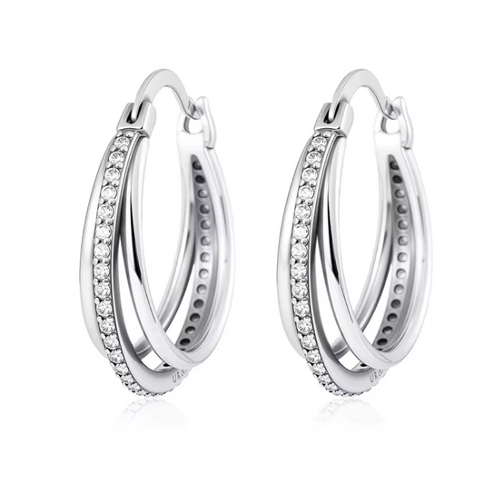 Drievoudige ring met zirkonia en diamanten, 925 sterling zilver