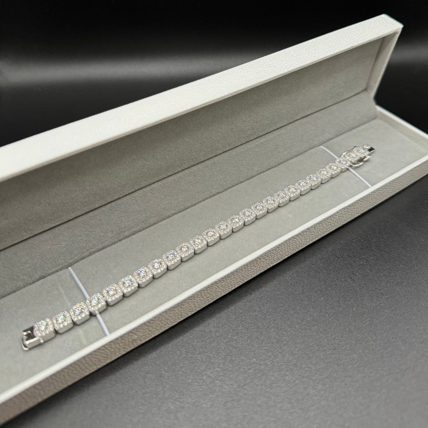 6 mm Moissanite clusterarmband, 925 sterling zilver