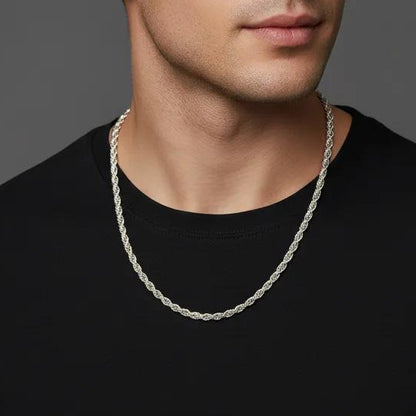 3 mm touwketting met diamantgeslepen afwerking, 925 sterling zilver