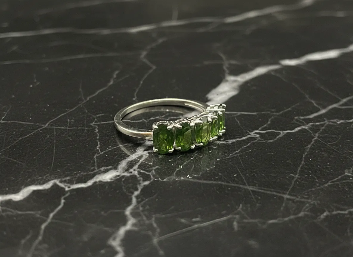 Ring van natuurlijk diopside zilver, 925 sterling zilver