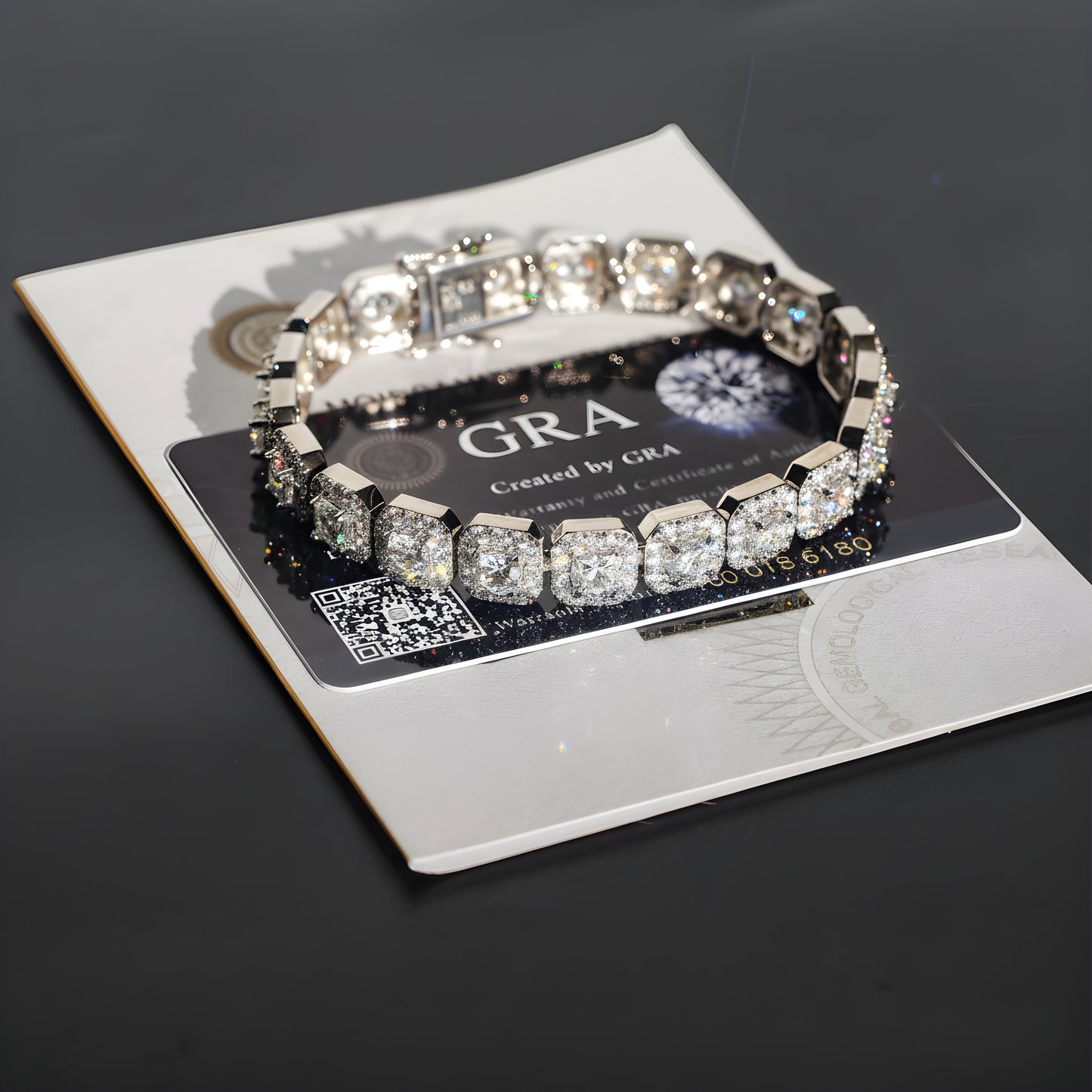 6 mm Moissanite clusterarmband, 925 sterling zilver