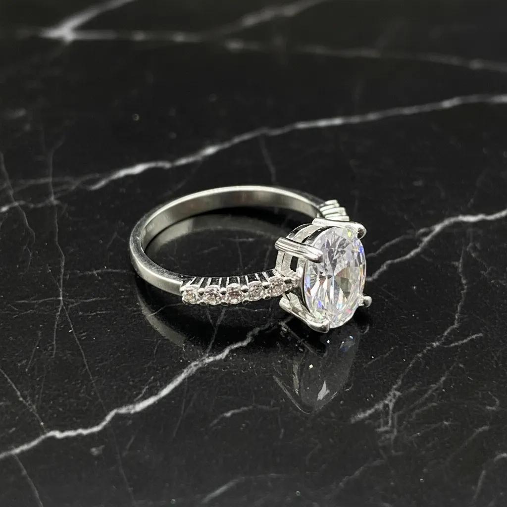 Ovale ring met kubische zirkonia, 925 sterling zilver