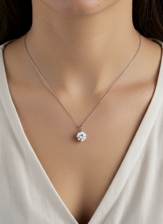 Hanger met enkele zirkonia en diamant, 925 sterling zilver