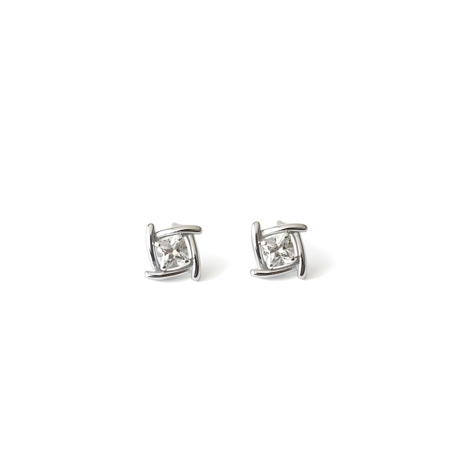 Vierkante oorknopjes met glinsterende CZ-diamanten, 925 sterling zilver