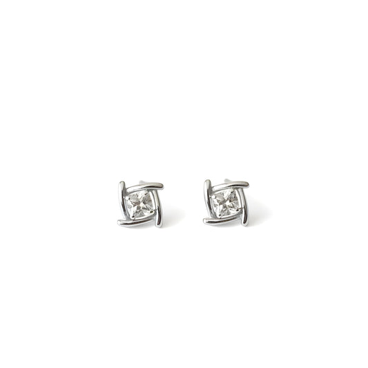 Vierkante oorknopjes met glinsterende CZ-diamanten, 925 sterling zilver