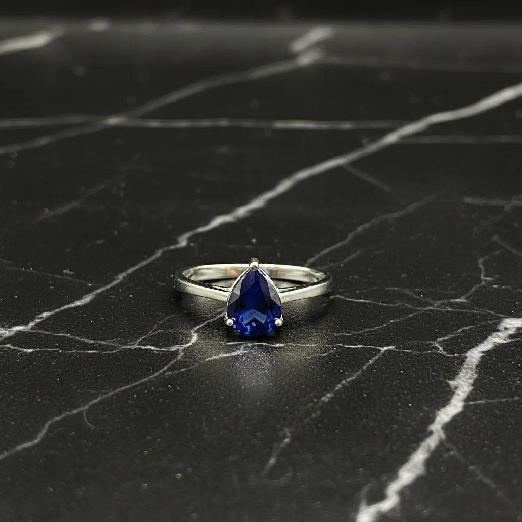 Saffier zilveren ring, 925 sterling zilver