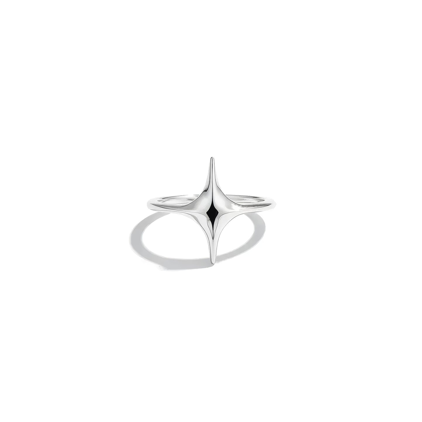 Verstelbare ring met vierpuntige ster, 925 sterling zilver