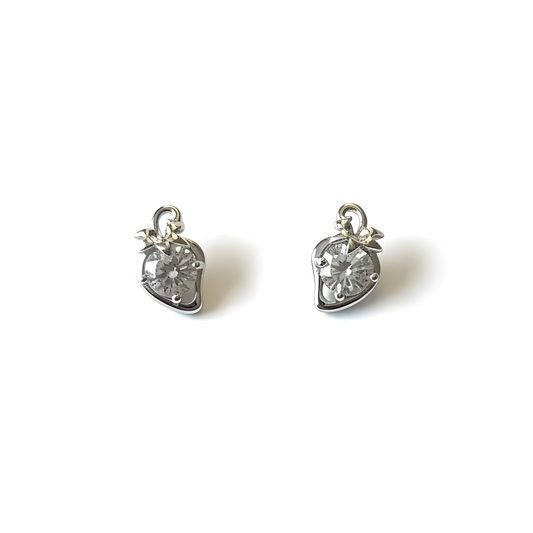 Aardbei CZ Diamant Oorstekers, 925 Sterling Zilver